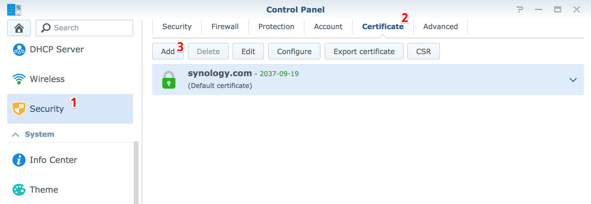 install certificate on synology lets encrypt