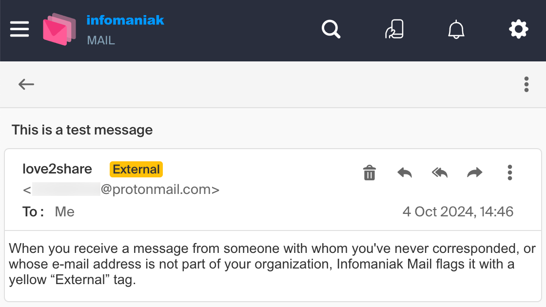 The Infomaniak messaging service increases your vigilance when replying to new messages